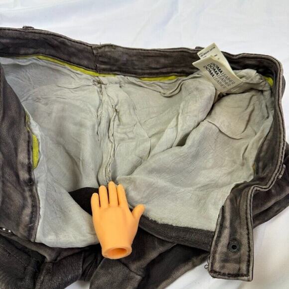 Doma Lamb Leather Mini Shorts 28" S Grey Brown Washed Vintage Finish $500 - Picture 8 of 16